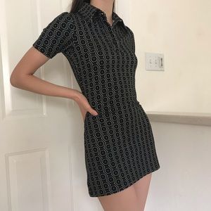 Hexagon Print Topshop mini/shift dress w/ a collar